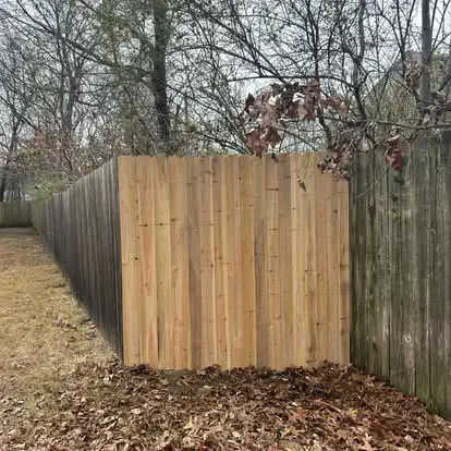 A new cedar privacy fence in a backyard